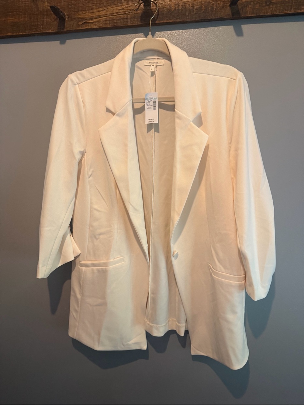 Maurices Ivory Open-Front Blazer with Notch Lapel